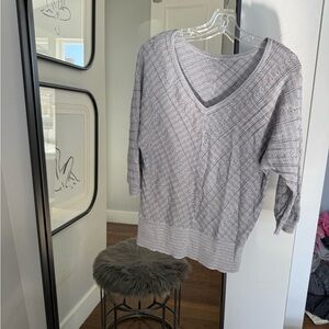 White House Black Market Sweater with silver.  Dressy fun top Size Medium